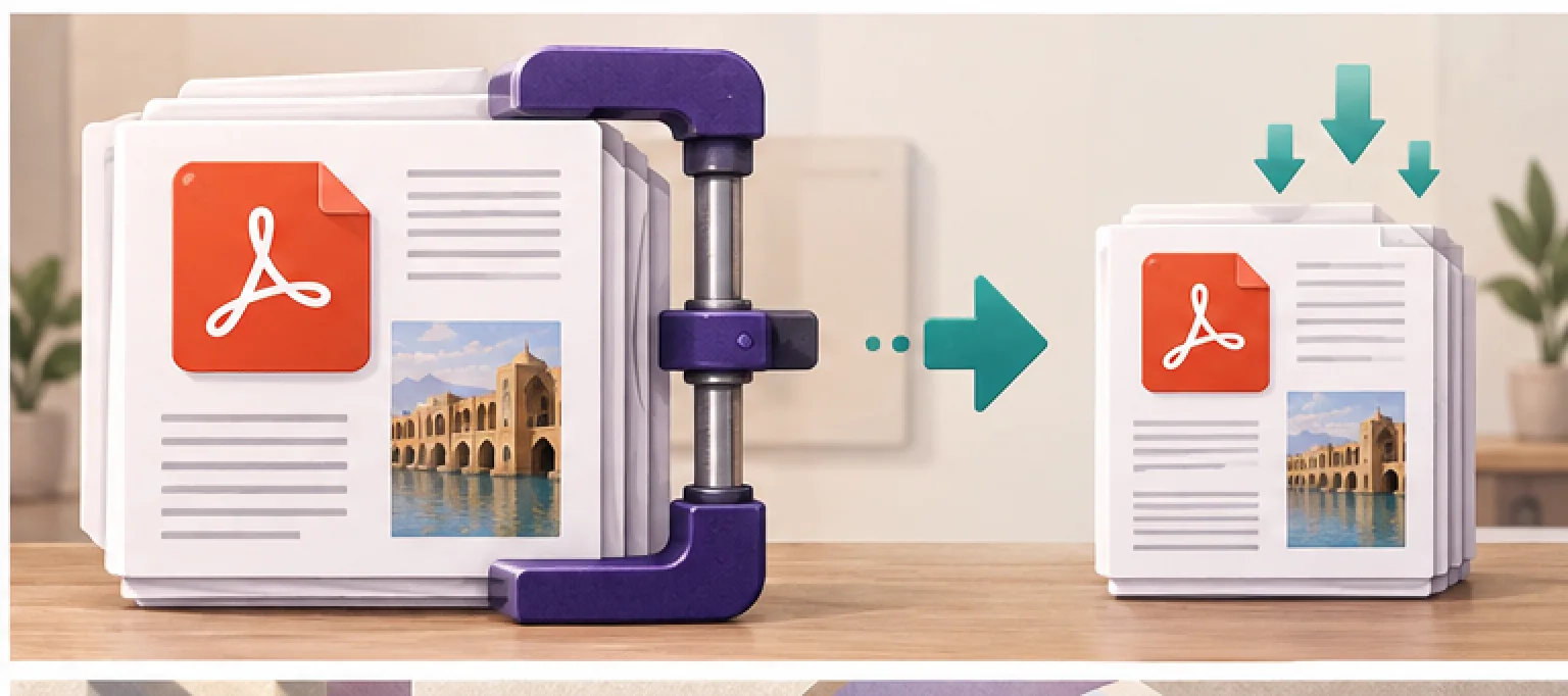تصویر مفهومی کاهش حجم PDF بدون ناخواناشدن جزوه؛ روش‌های آنلاین و آفلاین