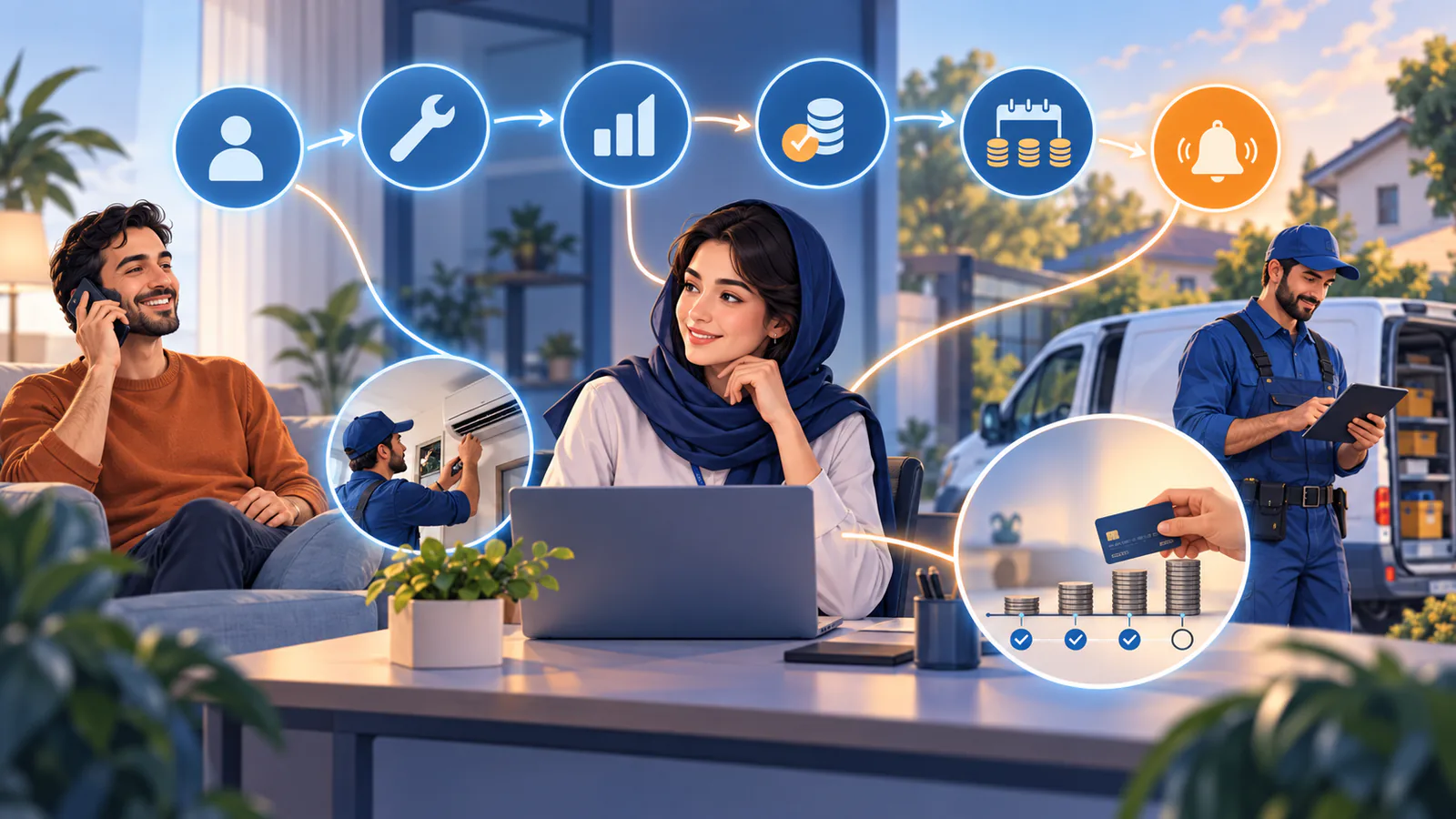 نمای کلی CRM شرکت خدماتی