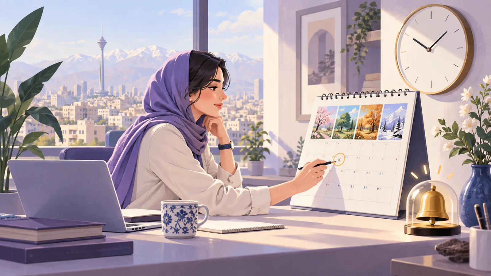 تصویر مفهومی یادآور با تقویم شمسی