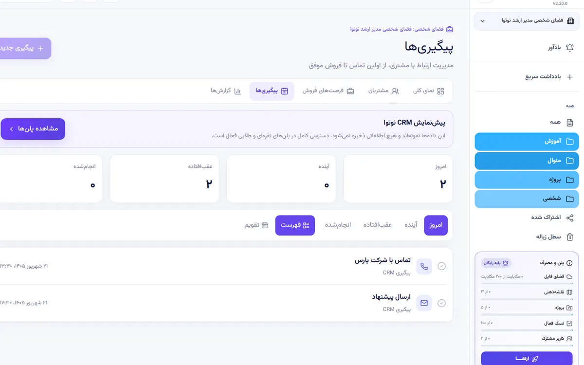 اجرای تحلیل فروش ناموفق در نوتوا نمونه اجرای تحلیل فروش ناموفق در پنل واقعی نوتوا