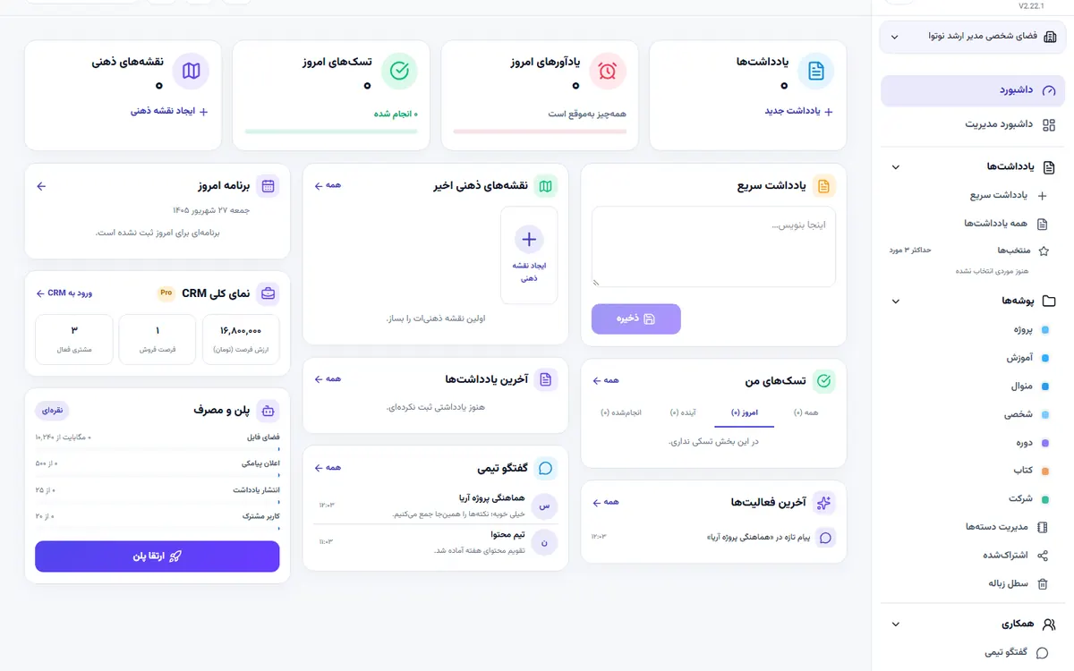 اجرای برنامه ریزی چیست در نوتوا نمونه اجرای برنامه ریزی چیست در پنل واقعی نوتوا